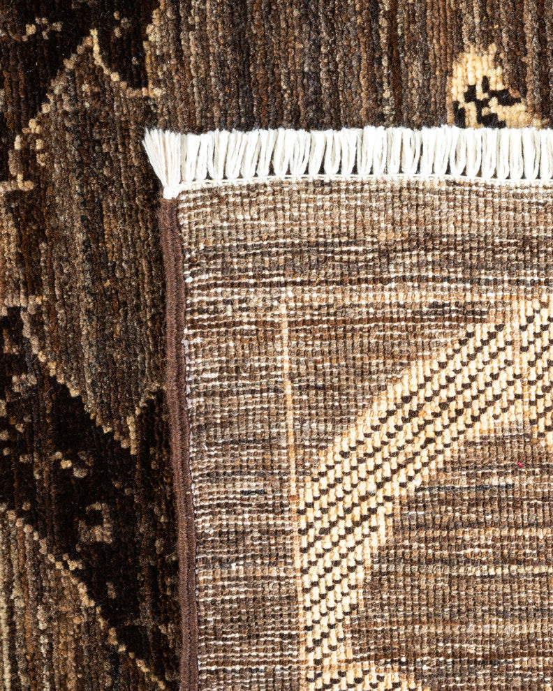 Eclectic, One-of-a-Kind Hand-Knotted Area Rug Brown, 9'1"x12'3"