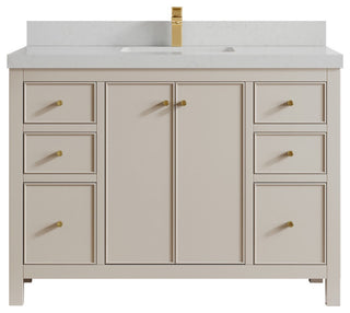 Chicago 48" Single Sink Bathroom Vanity, Fine Grain 2" Carrara Quartz