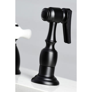 KB1790PXBS 8" Widespread Kitchen Faucet With Brass Sprayer, Matte Black