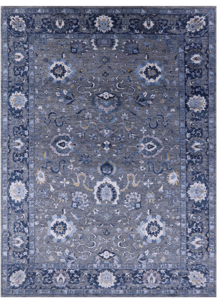 8' 11" X 11' 11" Hand Knotted Persian Wool and Silk Rug Q6956