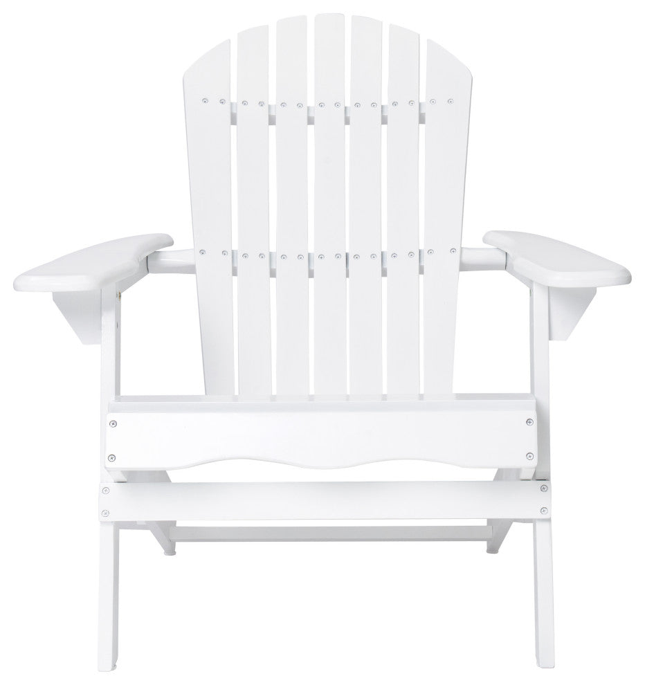 GDF Studio 5-Piece Benson Outdoor Adirondack Chair Set With Fire Pit, White