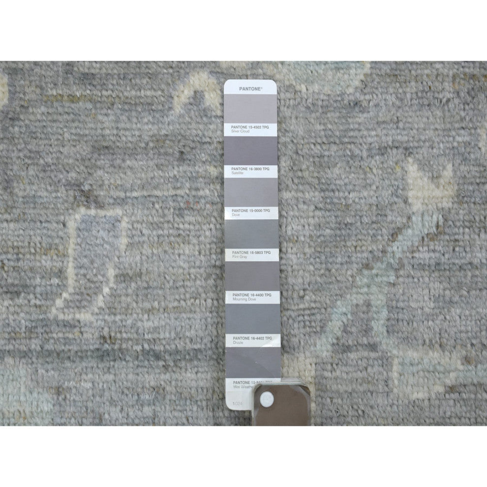 Gray, Hand Knotted Afghan Angora Oushak, Soft Wool Oversized Rug, 12'0"x15'2"