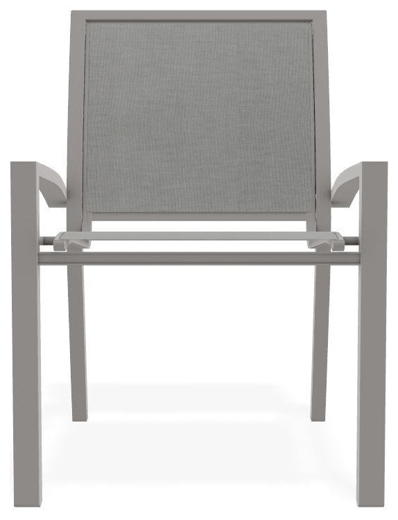 Kendall Sling Stackable Outdoor Dining Chair, Alloy/Warm Gray