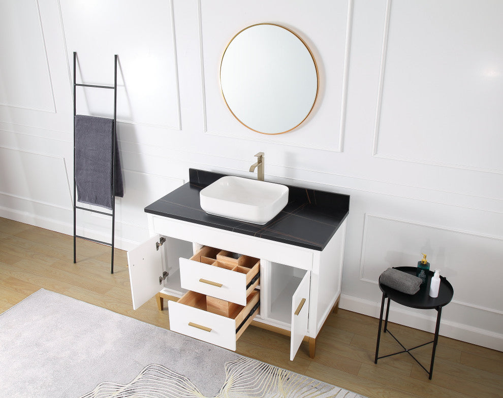 48" Tennant Brand Modern Style White  Beatrice Vessel Sink Bathroom Vanity
