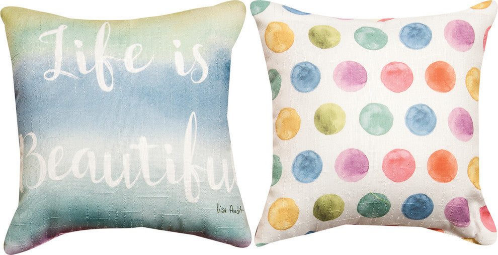 Life Is Beautiful, Rainbow Paint Spot Throw Pillow
