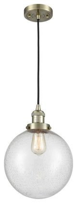 X-Large Beacon 1-Light Mini Pendant, Antique Brass, Seedy