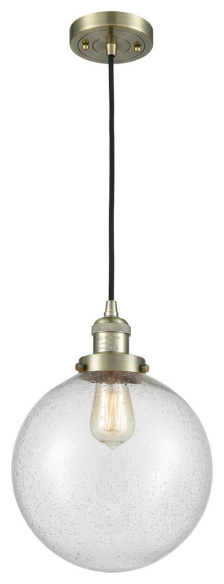 X-Large Beacon 1-Light Mini Pendant, Antique Brass, Seedy
