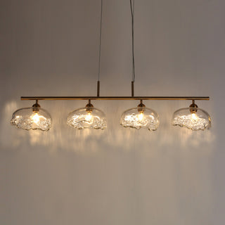 LNC Ranunculus 4-Light 44.5" Brass Modern Linear Glass Island Light