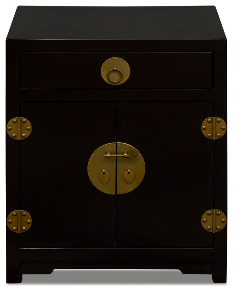 Matte Black Elmwood Chinese Ming Cabinet