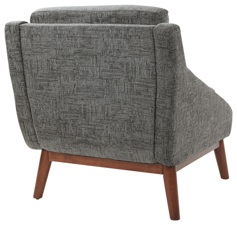 Mid-Century Club Chair, Charcoal Fabric With Coffee Finish Legs