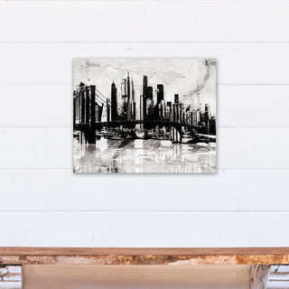 Black and White Graffiti City Skyline Print on Canvas