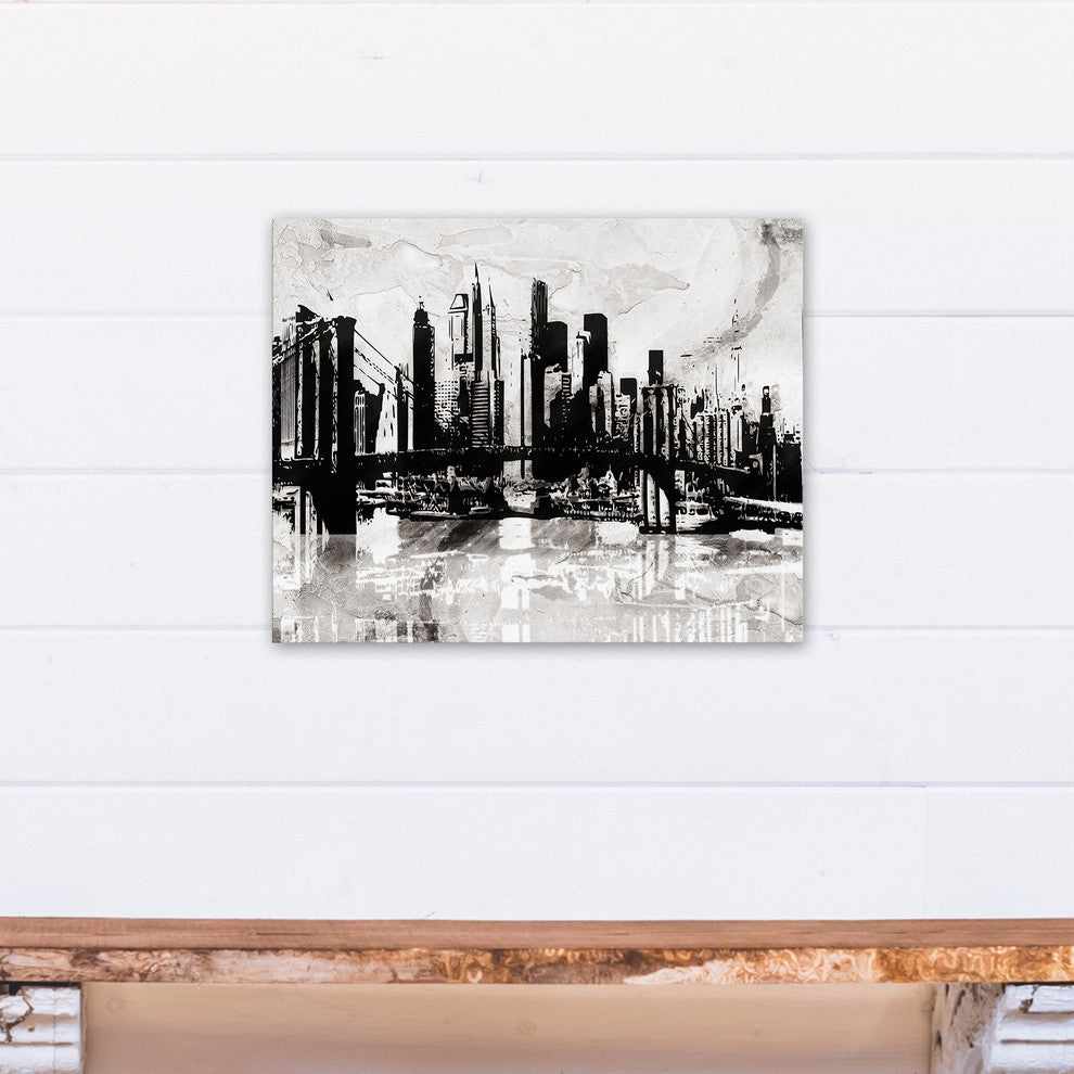 Black and White Graffiti City Skyline Print on Canvas