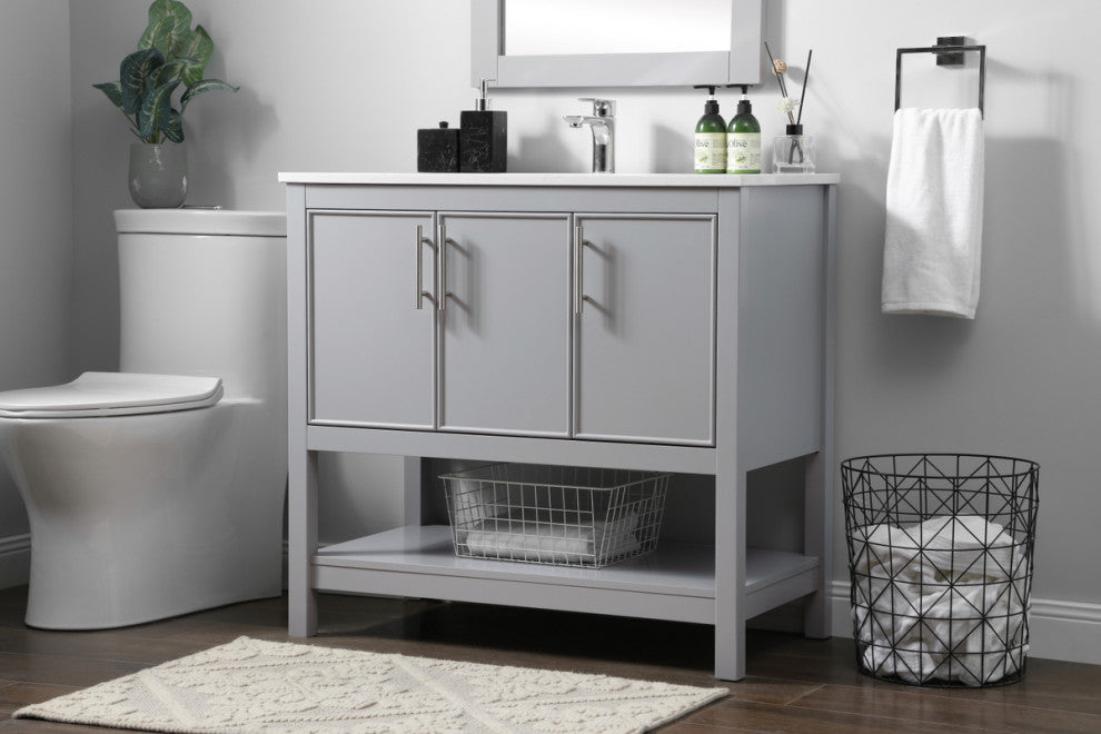 36" SIngle Bathroom Vanity, Grey
