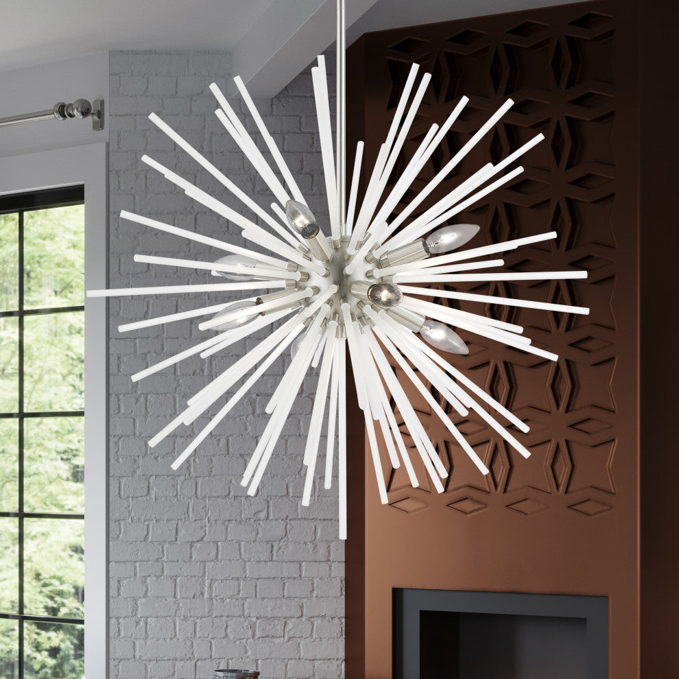 Uptown 8 Light Brushed Nickel Pendant Chandelier