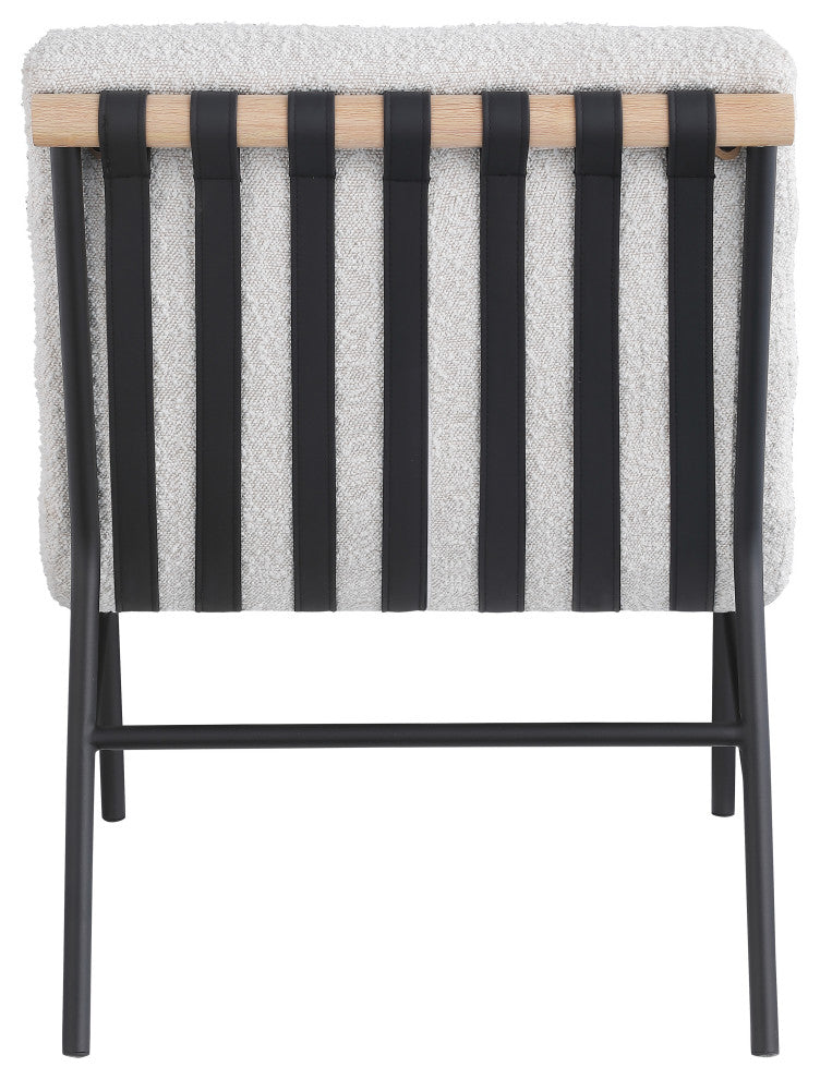 Burke Upholstered Accent Chair, Cream, Boucle Fabric, White Oak