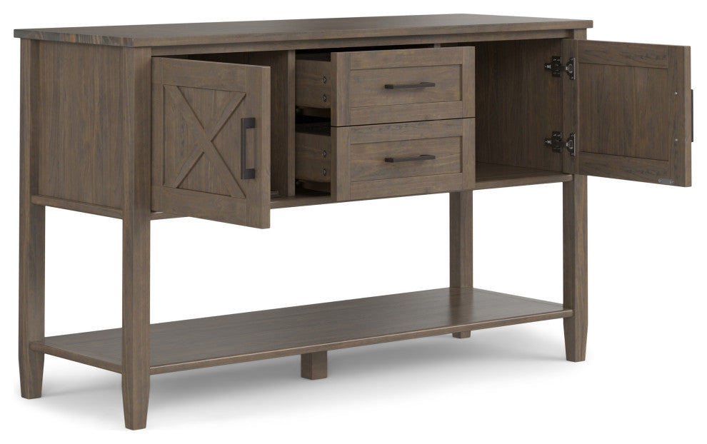 Ela Solid Wood Console Table, Smoky Brown