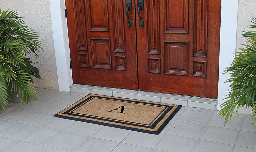 A1HC Markham Border Flocked Extra Large Monogrammed Doormat, 30"X48", A