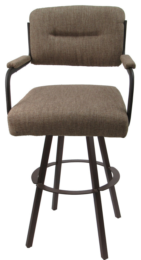 Swivel Metal Bar Stool on Warren Base, Basin Beige/Brown, 26"