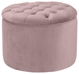 Queen Mauve Velvet Storage Ottoman - Blush