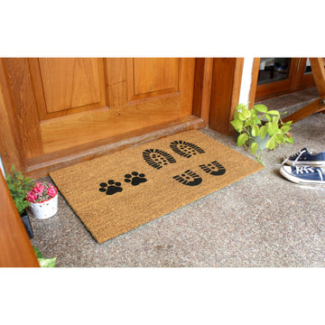 Black Machine Tufted Paws Doormat, 18" x 30"