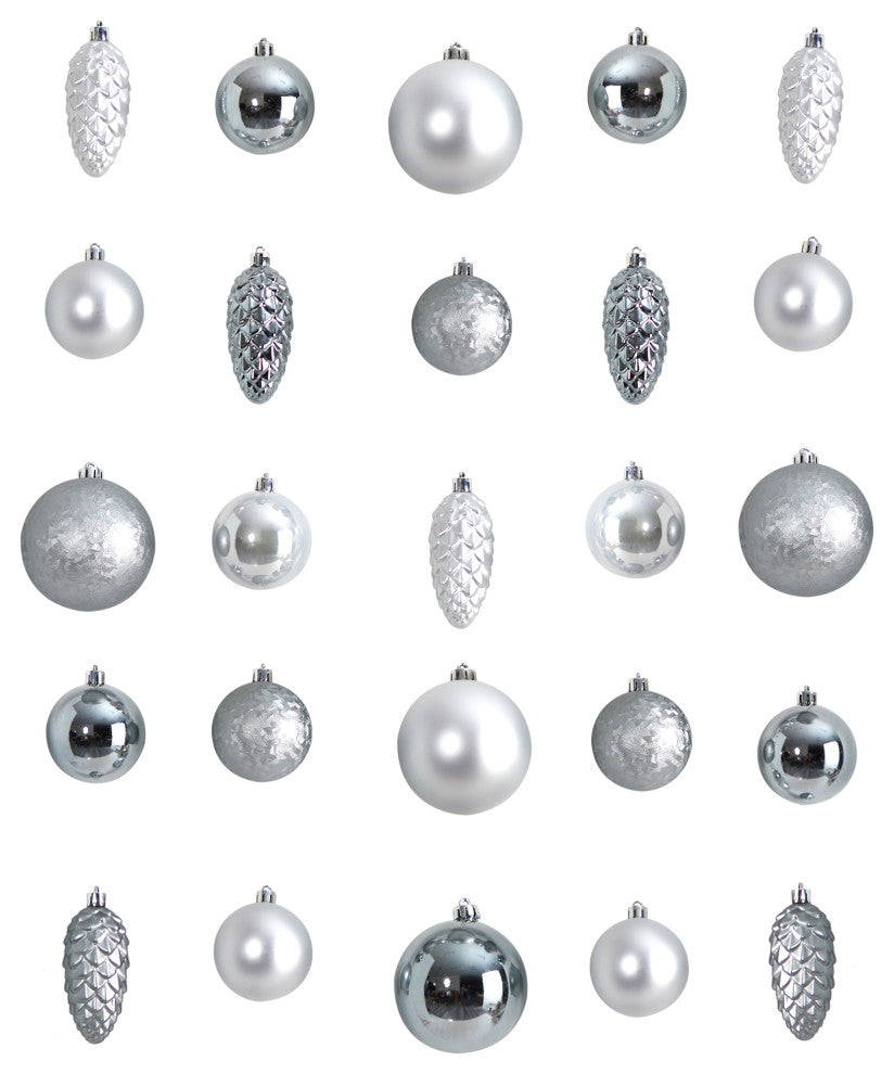 Holiday Xmas 23 Count Lux Shatterproof Ornament Set With Re-Usable Container