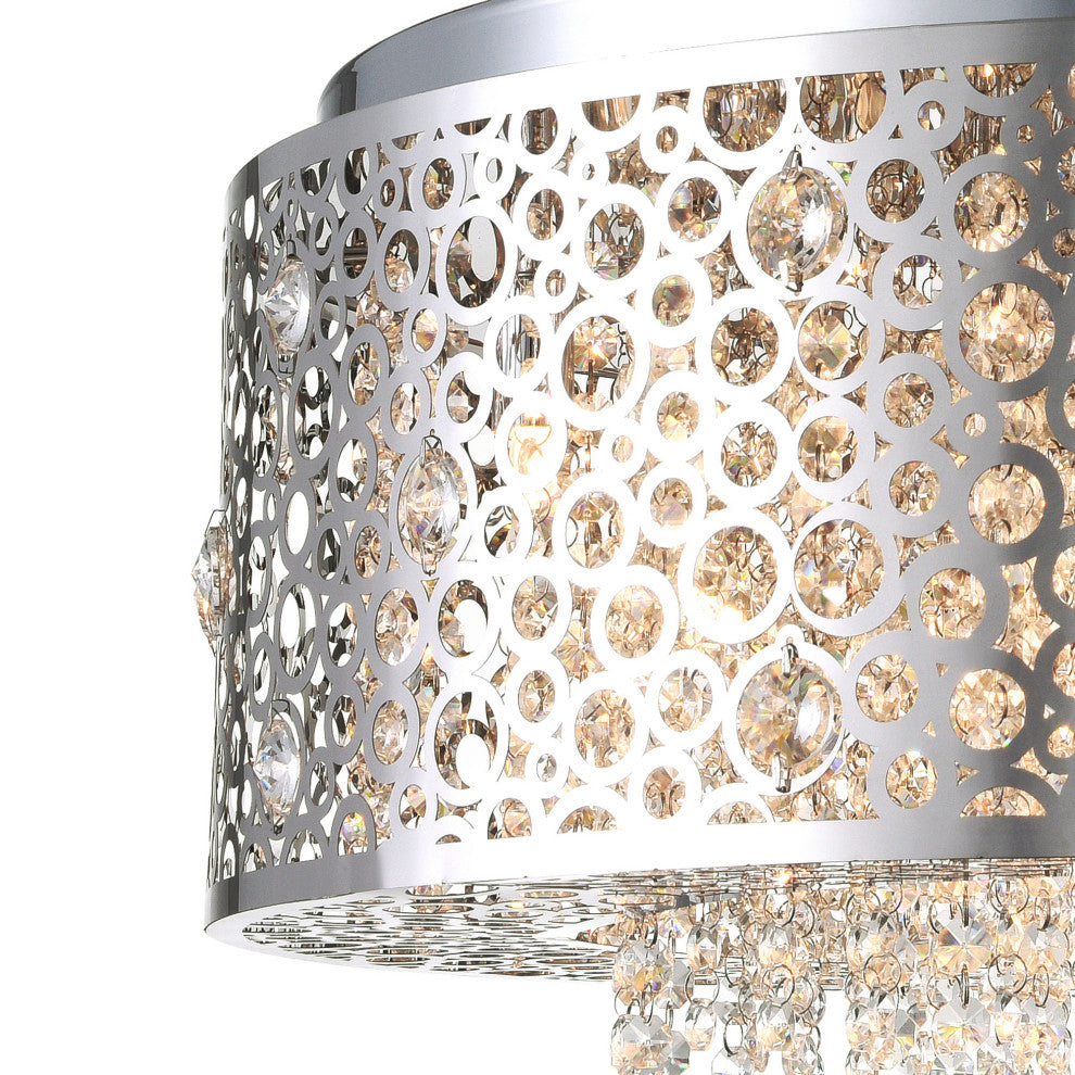 Bubbles 4 Light Drum Shade Mini Pendant With Chrome Finish