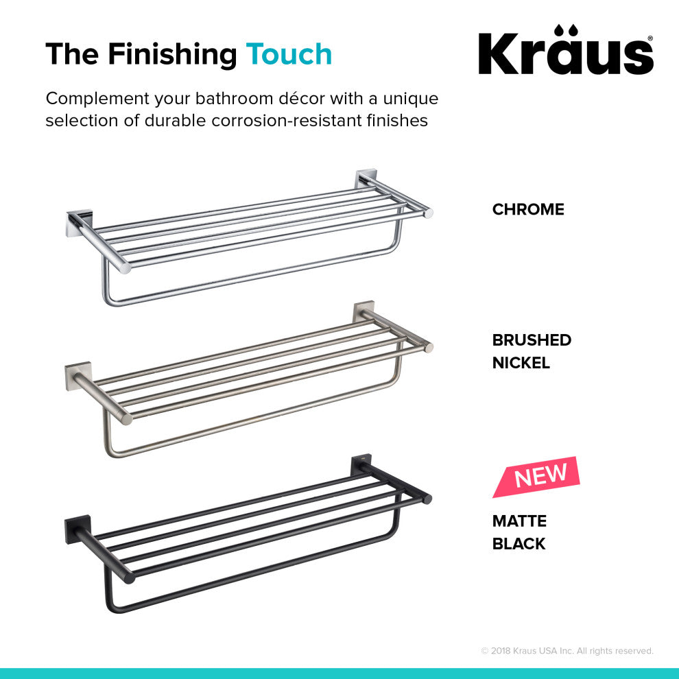 Ventus Bathroom Shelf with Towel Bar, Brushed Nickel