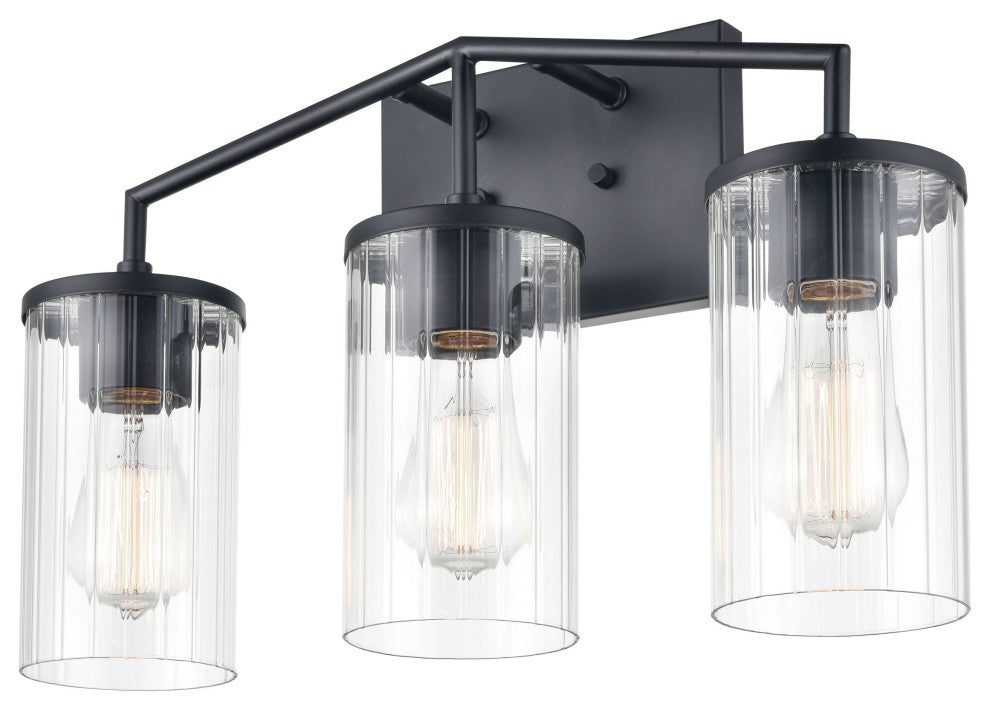 Beverlly 3 Light 20" Matte Black Bathroom Vanity Light