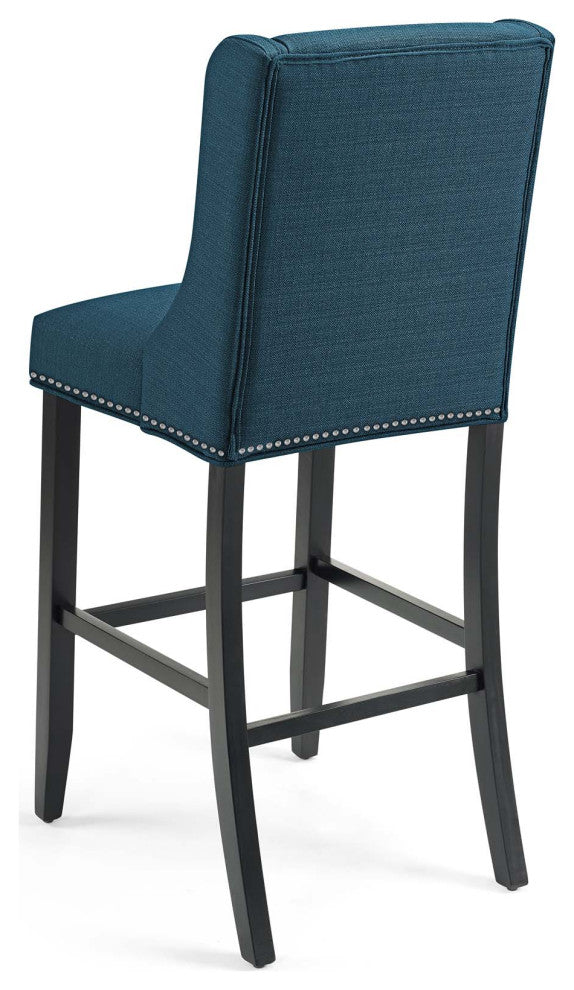 Bar Stool Chair Barstool, Set of 2, Fabric, Wood, Navy Blue, Modern, Bar Pub