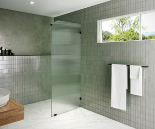 32"x78" Frameless Shower Door, Single Fixed Panel Fluted Radius, Oil Rubbed Bronze, 32" Right