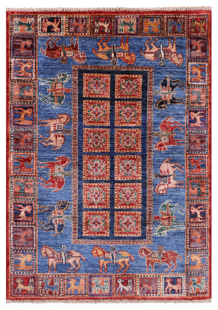 2' 9" X 4' 1" Antiqued Pazyryk Historical Design Hand-Knotted Rug Q10948