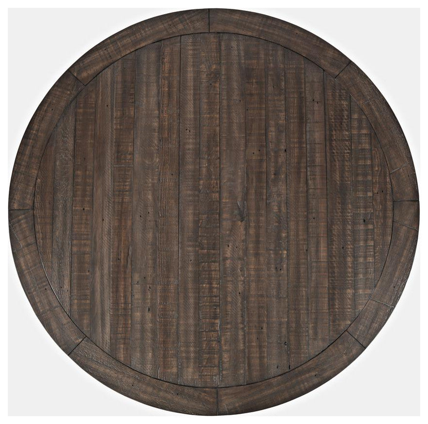 Rustic Farmhouse Five Piece Reclaimed Solid Wood Counter Height Round Dining...