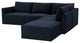 Flix Modular Velvet Sectional Sofa, Modern 5 Piece RAF Sectional Couch Set, Navy