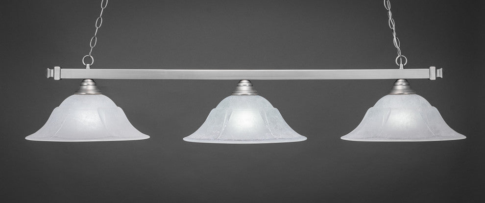 Square 3-Light Bar, Brushed Nickel/White Marble