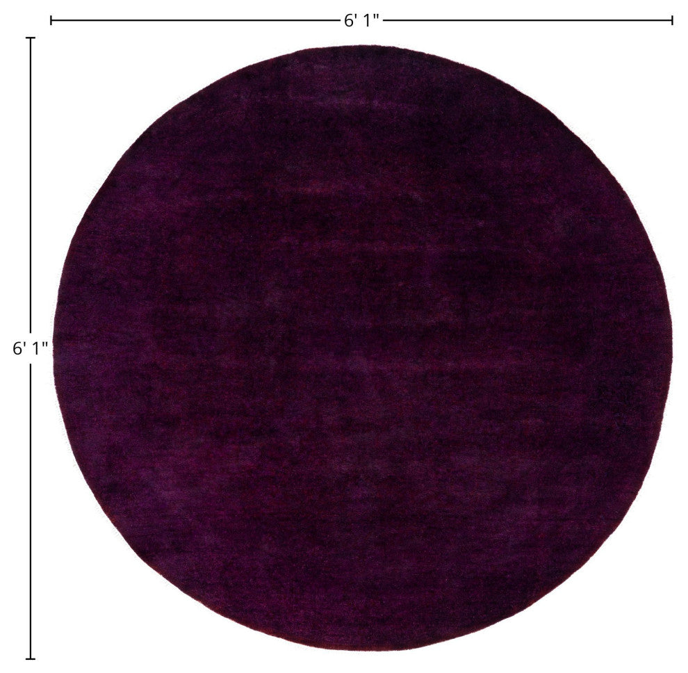 Overdyed One-of-a-Kind Hand-Knotted Area Rug Purple, 6' 1" x 6' 1"