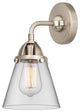 Small Cone Sconce, Brushed Satin Nickel, Clear, Clear
