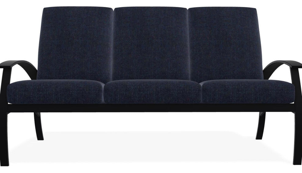 Belle Isle Cushion 3-Seat Outdoor Sofa, Indigo/Black