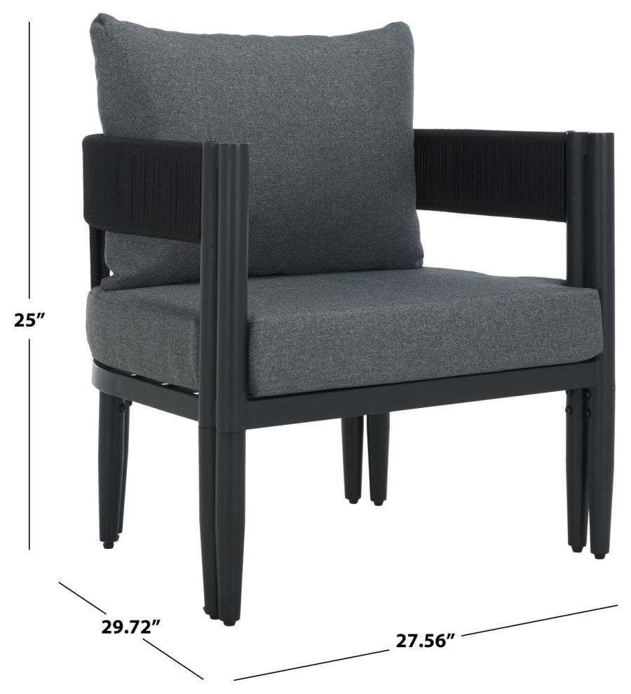 Safavieh Viola Indoor-Outdoor Chair, Set of 2, Black/Grey