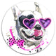 Funny Dog With Heart Glasses, Animal Round Wall Art, 11"