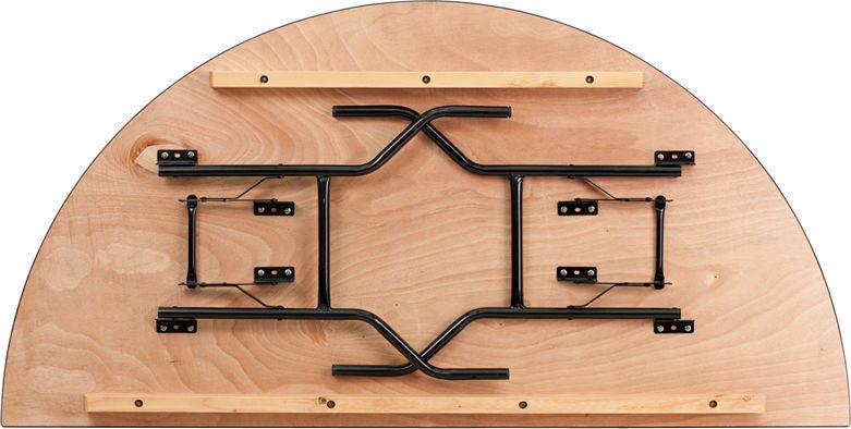 Contemporary 72'' Half-Round Wood Folding Banquet Table