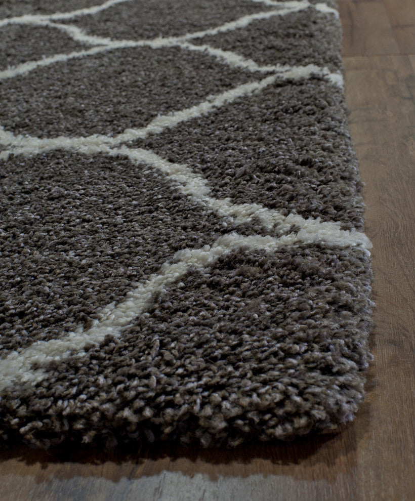 Feather Shag Charcoal Ivory Links 8''0" x 10''0" Rug