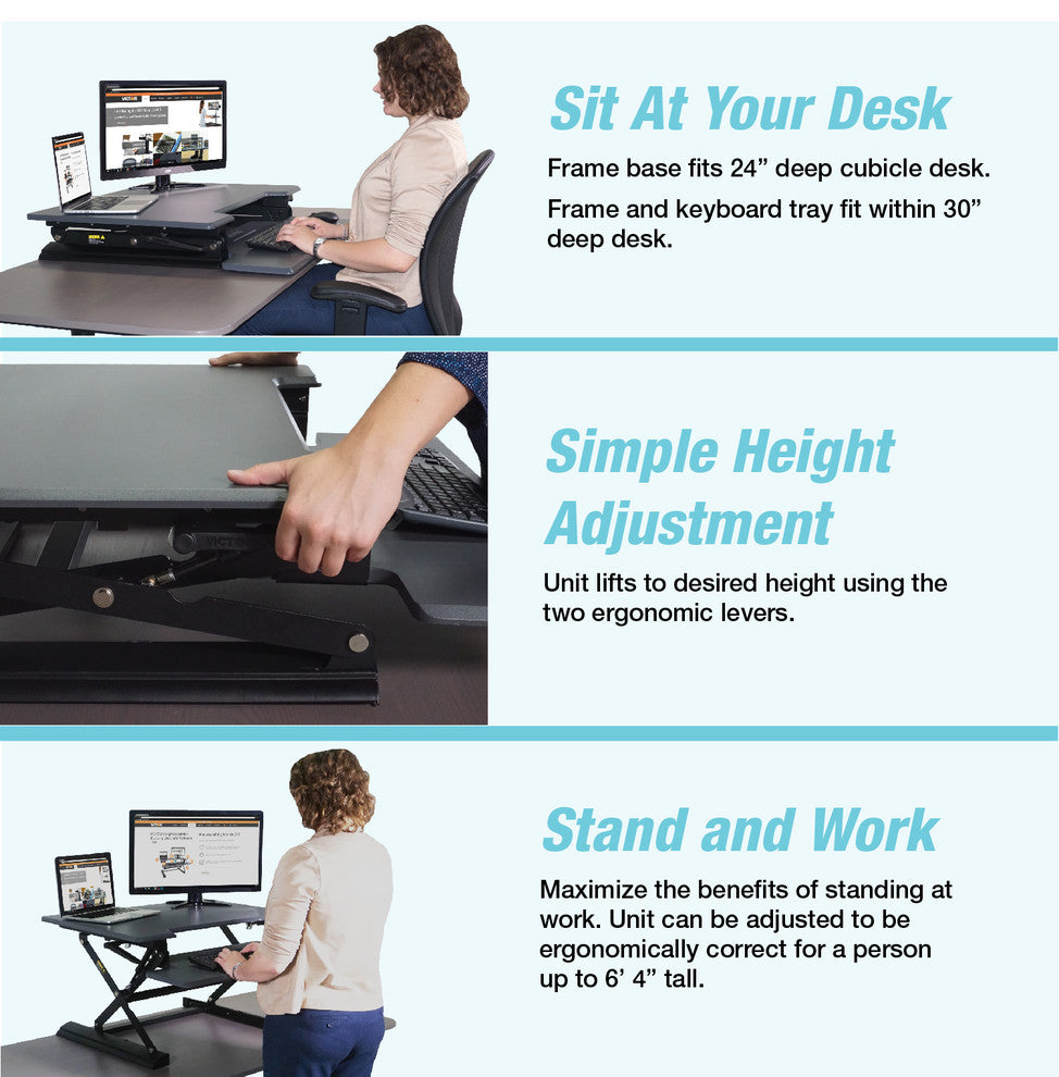 Height Adjustable Standing Desk, Gray, Gray