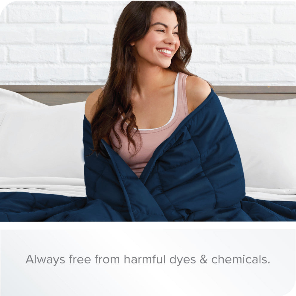 Bare Home Weighted Blanket, Cotton Dark Blue, 60"x80", 17lb