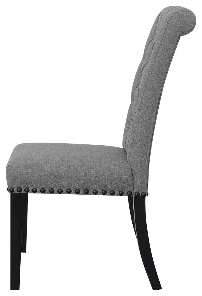 Alana Fabric Upholstered Dining Side Chair Grey, Set of 2