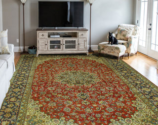 Fine Vintage Distressed Annabell Rust/Navy Rug, 10'10x16'5