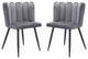 Set of Two Gray Velvet Glam Clam Dining Chairs