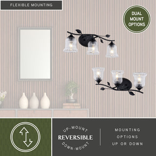 Fairwood 21" 3-Light Rustic Black Bathroom Vanity Fixture, Clear Glass Shade