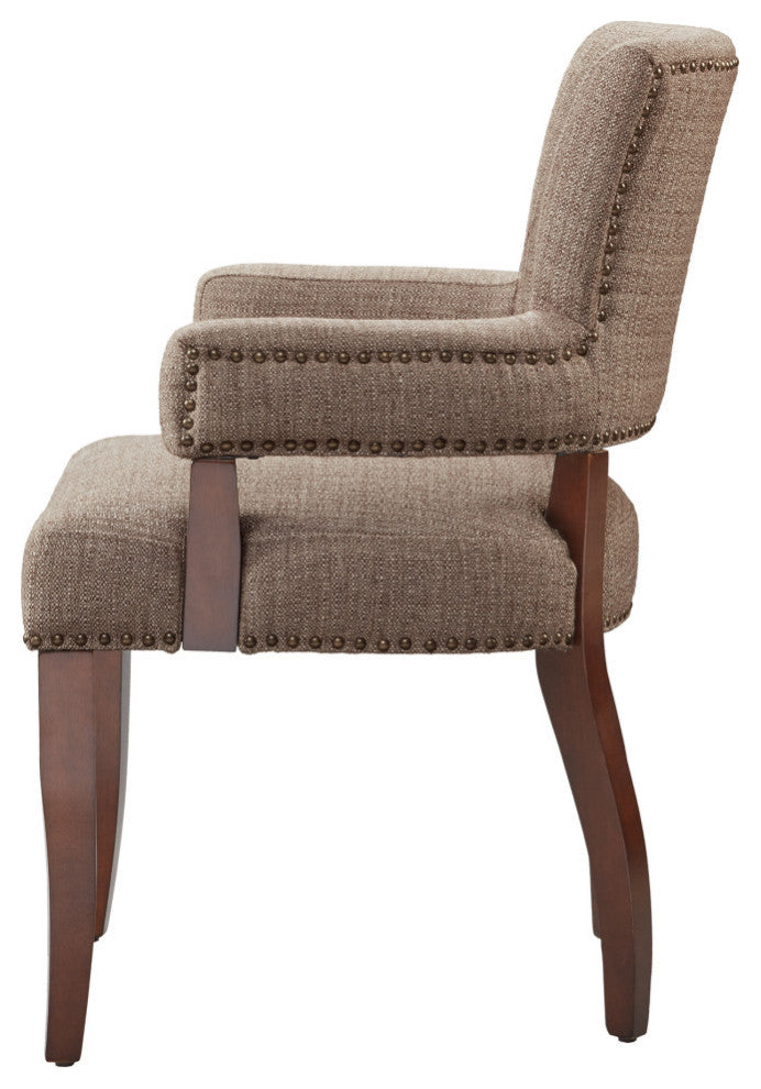Madison Park Armed Transitional Dining Chair, Brown