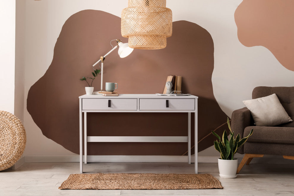Memomad Bali Home Office Solid Wood Desk with Drawers (Off-White)