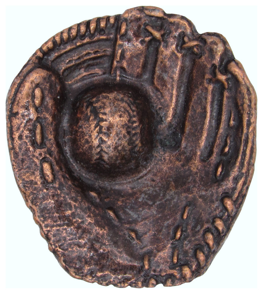 Baseball Glove With Ball Cabinet Knob, Antique Copper